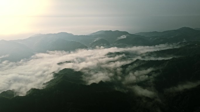 航拍大山大河壮丽山河森林云海