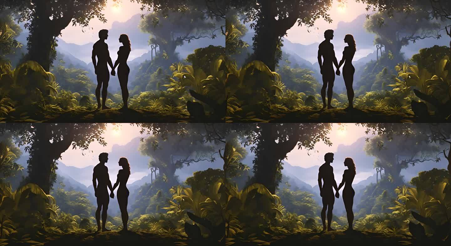 亚当与夏娃在伊甸园偷吃禁果