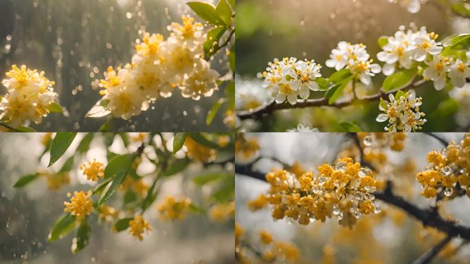 雨水中的桂花