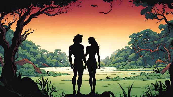 亚当与夏娃在伊甸园偷吃禁果