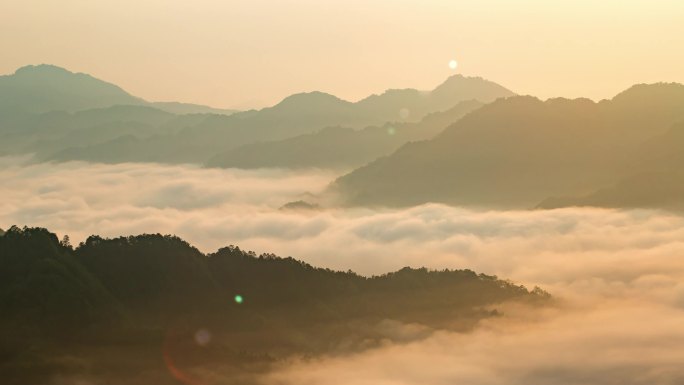 航拍大山大河壮丽山河森林云海