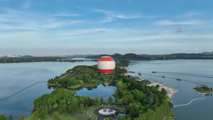 航拍武汉东湖风景区