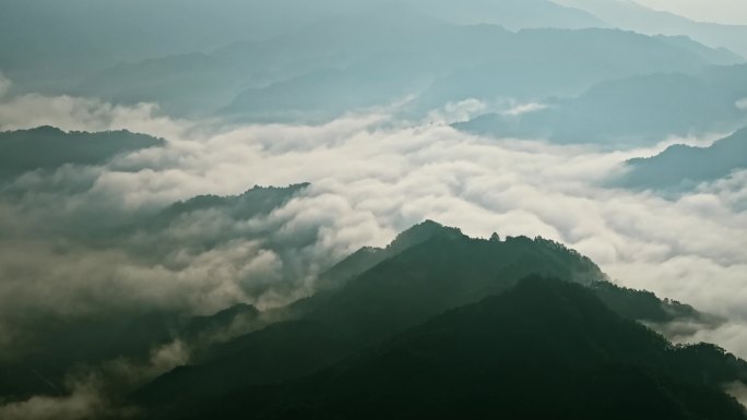 航拍大山大河壮丽山河森林云海