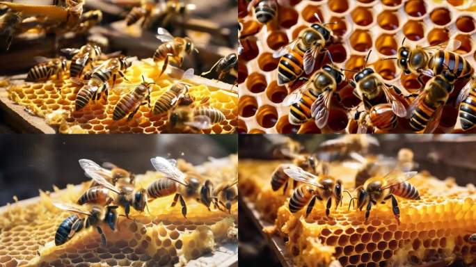 蜜蜂采蜜蜂巢蜜糖