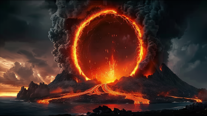 火山 数字倒计时 熔岩岩浆喷发火焰火山口