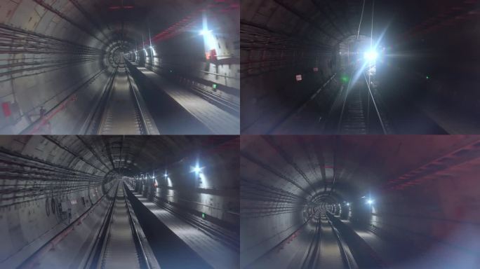 苏州工业园区地铁5号线行驶在隧道中