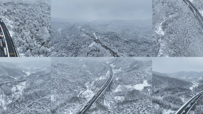 下雪天拥堵的高速公路