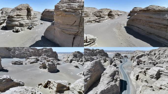 新疆 自驾游 航拍 山路 沙漠