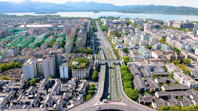 杭州西湖景区西湖大道马路车辆车流延时摄影