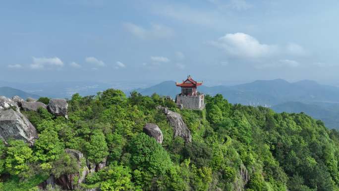 福建泉州仙公山航拍地藏殿山顶寺庙风景风光