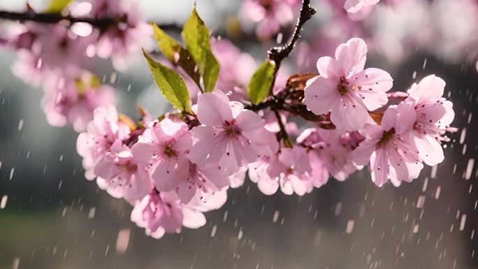 樱花上的雨露