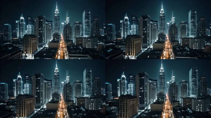 虚拟未来城市繁华城市投影背景
