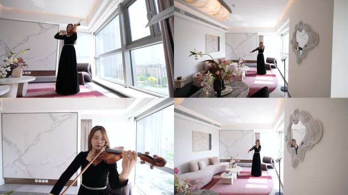 小提琴家样板间客厅演奏1高级感镜头