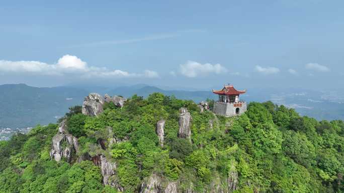 福建泉州仙公山航拍地藏殿山顶寺庙风景风光