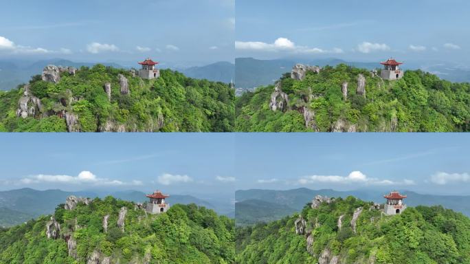 福建泉州仙公山航拍地藏殿山顶寺庙风景风光