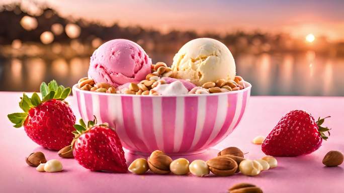冰淇凌 草莓冰淇凌  草莓奶昔 夏天