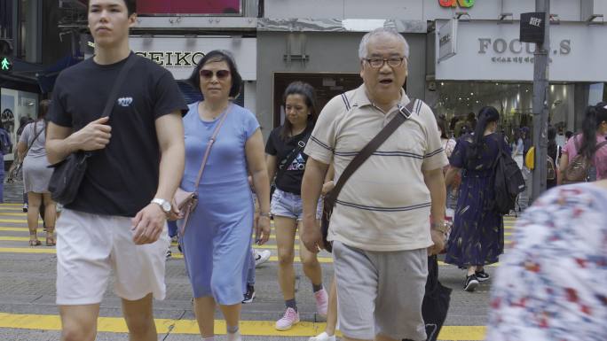 香港街头人流攒动素材