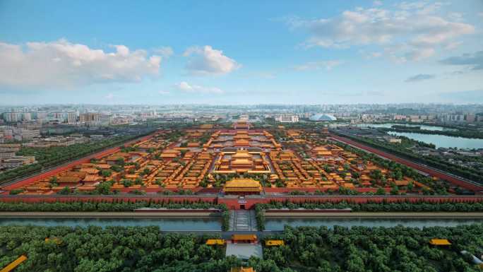 北京中轴线景山看故宫故宫博物院鸟瞰