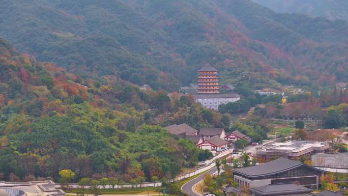 浙江绍兴会稽山景区大禹陵景区航拍越城区风