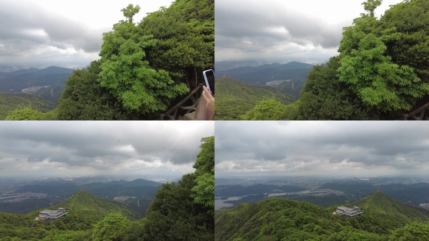 4K 实拍 梧桐山顶 俯视 深圳 乌云