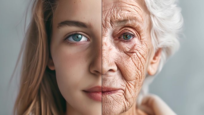 同一个人年轻与老的时候对比 皮肤对比