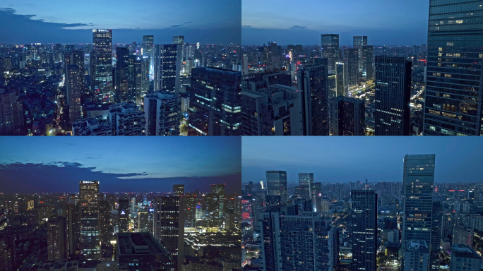 4K成都航拍繁华城市夜景