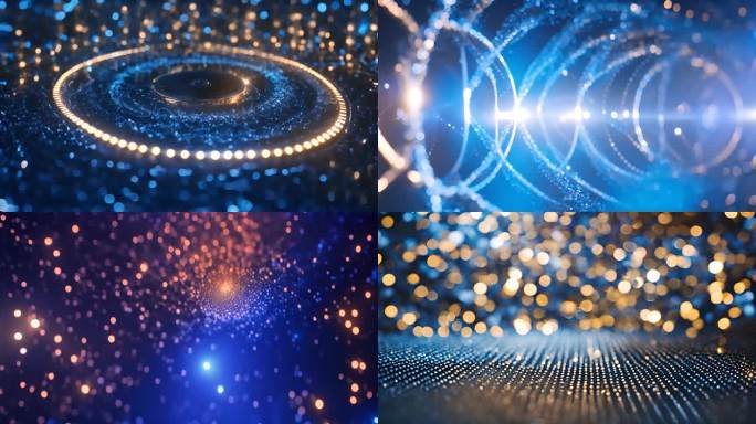 抽象流动粒子蓝色科技背景AI视频