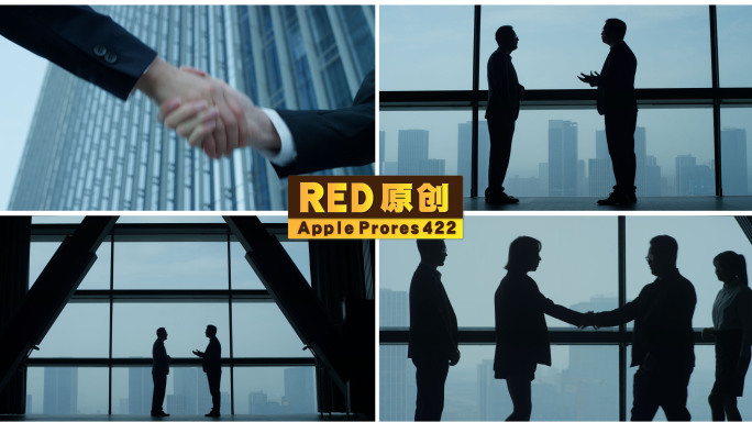 「RED拍摄」写字楼握手商务沟通谈判剪影