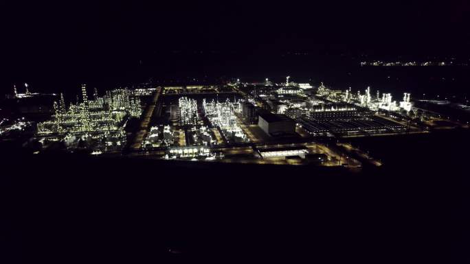 4K城市工厂夜景航拍