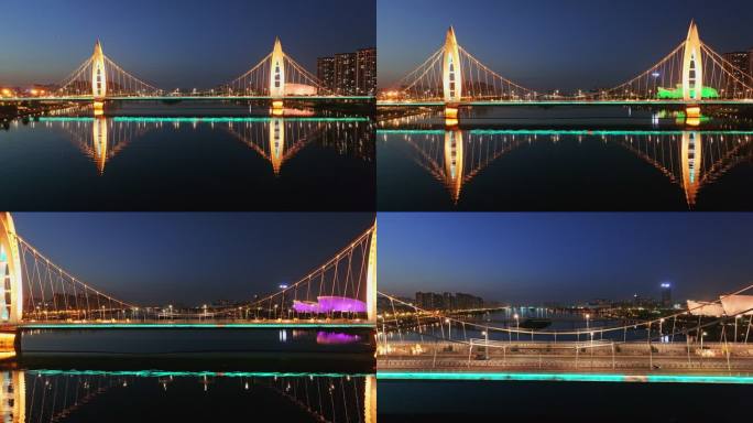 西安元朔大桥夜景航拍4k