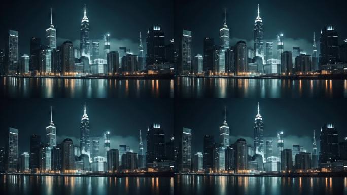 虚拟未来城市繁华城市投影背景