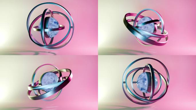 创意玻璃球圆环循环动画
