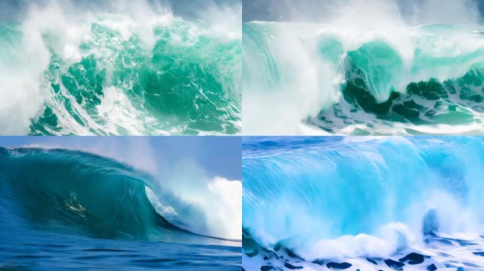 多镜头翻滚的海浪巨浪