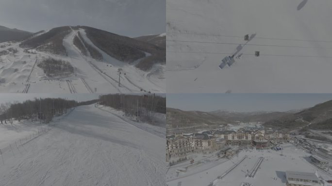 冬季张家口崇礼滑雪场航拍空境