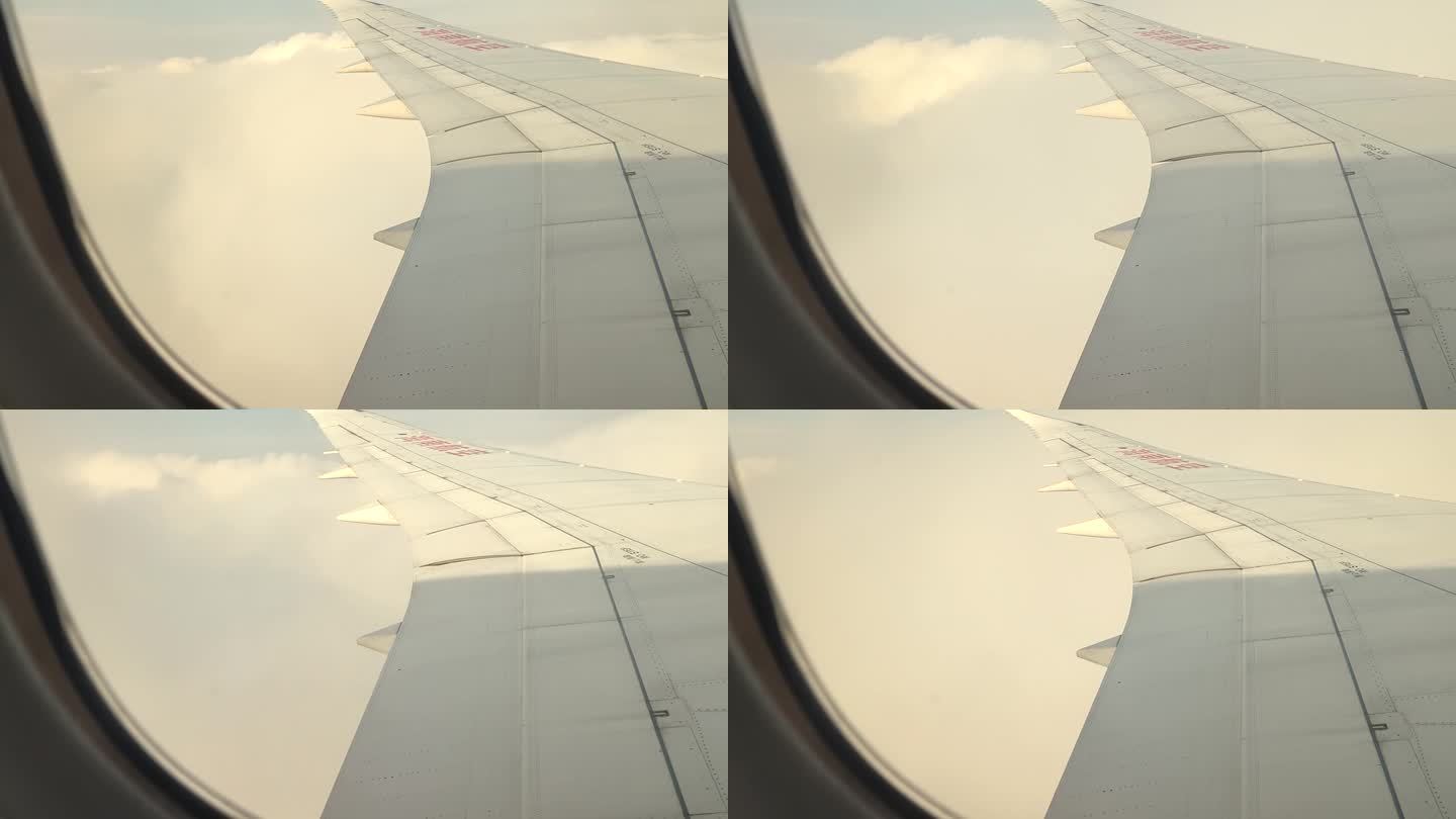 飞机机舱内拍摄穿越云层