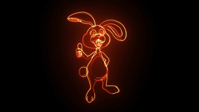 兔子描边发光logo