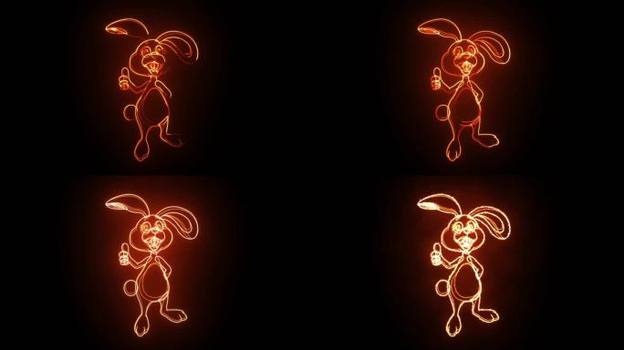 兔子描边发光logo