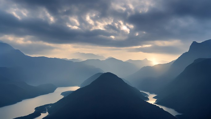 长江 傍晚 江边日落 江边日出 长江山峡