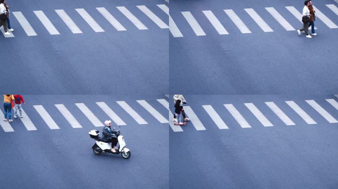 上海上下班马路车流人流骑行长镜头