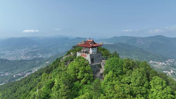 福建泉州仙公山航拍地藏殿山顶寺庙风景风光