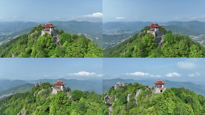 福建泉州仙公山航拍地藏殿山顶寺庙风景风光