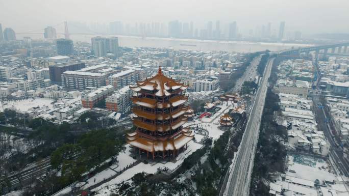 2024年武汉黄鹤楼雪景（成品视频）