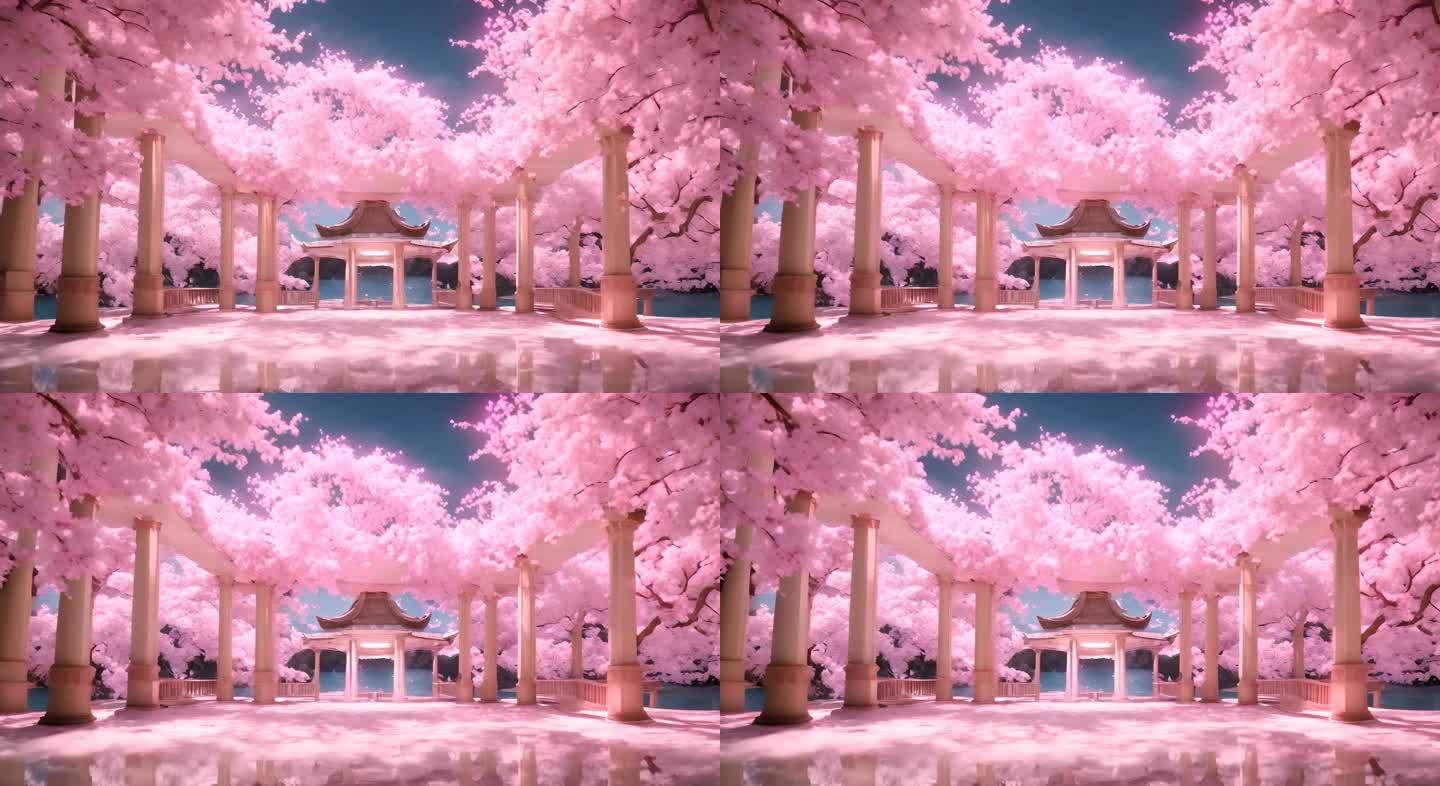 粉色樱花中式背景