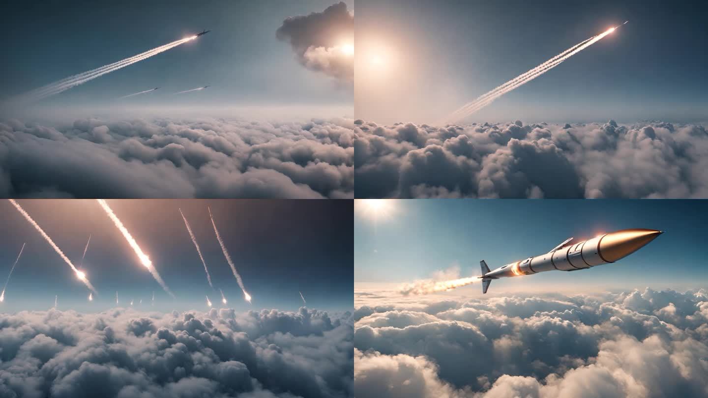 云层上空飞行的导弹