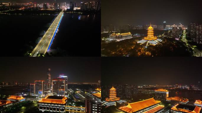 厦门集美区集美市民公园集美塔航拍夜晚夜景