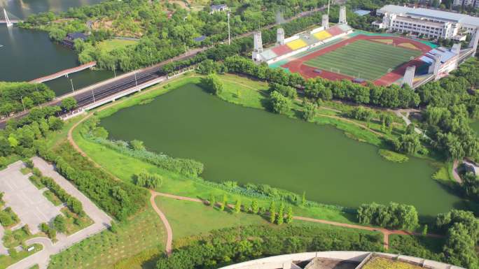 湖南文理学院大学校园道路图书馆航拍