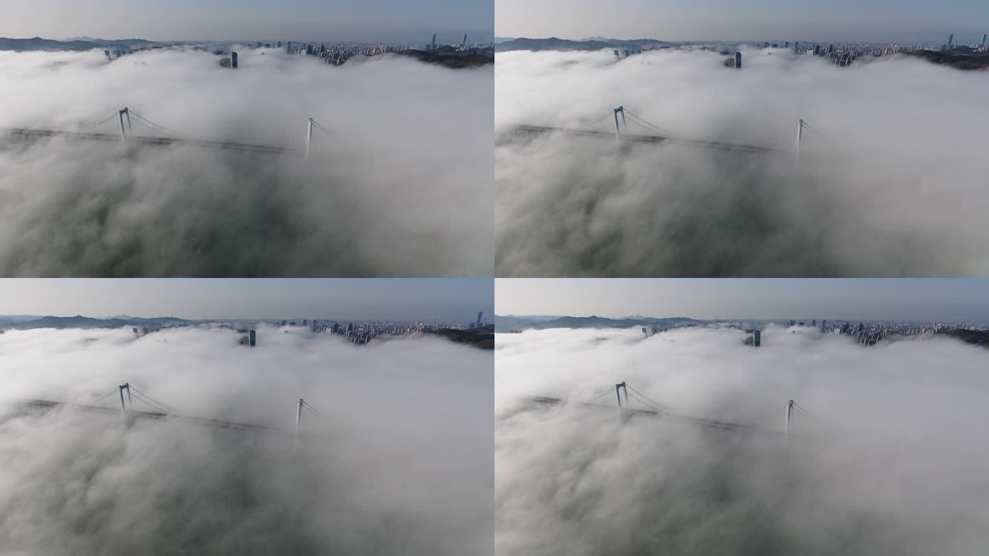 平流雾下的大连跨海大桥