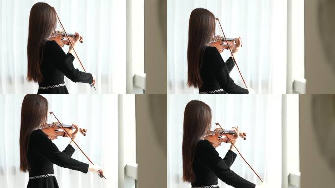 小提琴家样板间客厅演奏高级感镜头