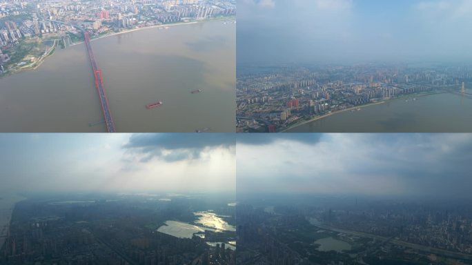 武汉鹦鹉洲长江大桥高空取景