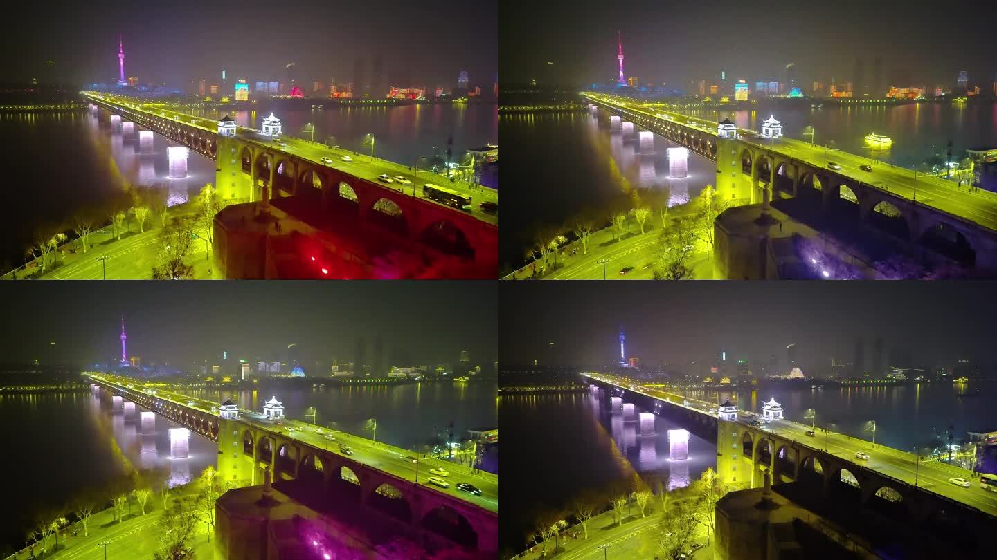 武汉长江大桥夜景（延迟摄影）